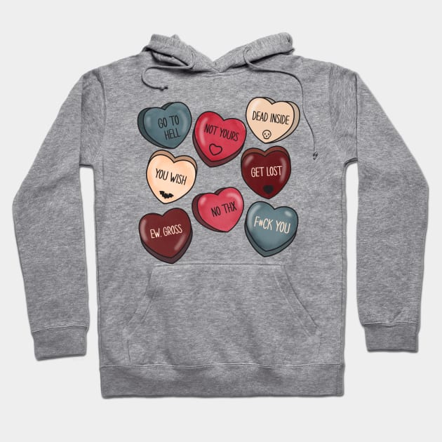 Gothic Anti Valentine Candy hearts Hoodie by MZeeDesigns